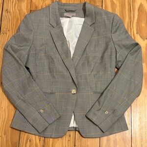 H&M Gray Plaid Blazer with Button Detail